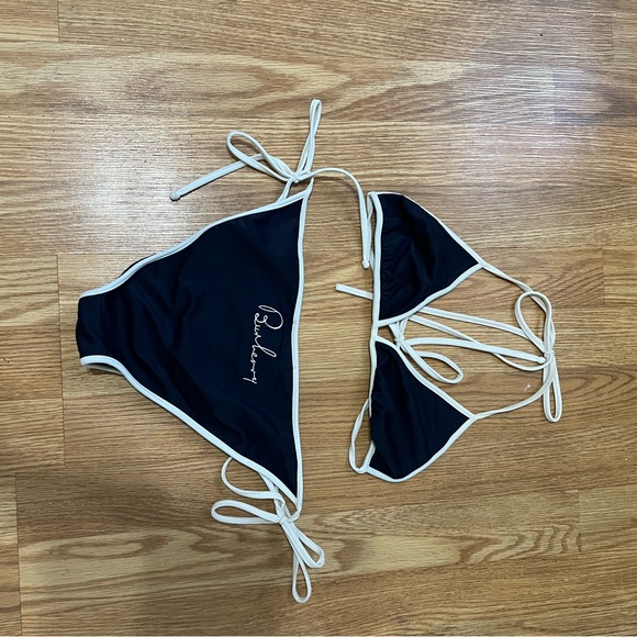 Burberry Bikini Navy Set Logo on Back Size Small - Picture 5 of 10
